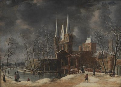 Luttekepoort i Harderwijk på vintern av Anthonie Beerstraaten