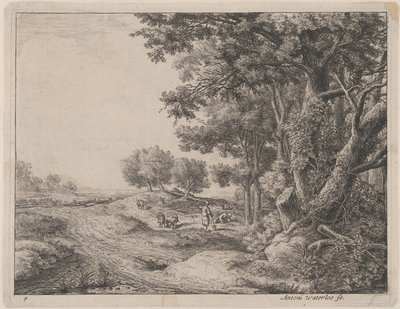 En bonde med en spade, 1600-talet. av Anthonie Waterloo