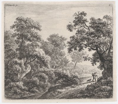 En resenär och hans hund Le Voyageur et son Chien, 1600-talet. av Anthonie Waterloo