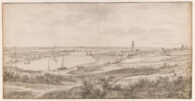 Utsikt över Rhenen från öster av Anthonie Waterloo