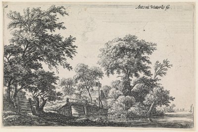 Landskap med ett trästaket nere till vänster (nr 1 ur en serie om 12 tryck) av Anthonie Waterloo