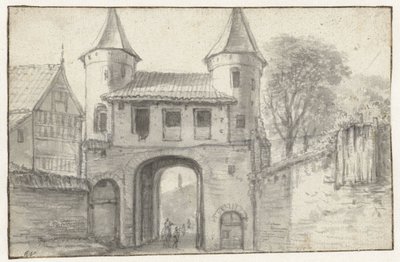 Stadsport i Hamburg (?), sedd från insidan av Anthonie Waterloo