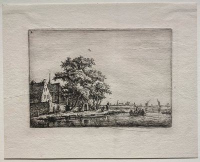 Kyrkogården vid kanalen. av Anthonie Waterloo