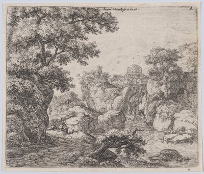 Kupolen och vattenfallet, 1600-talet. av Anthonie Waterloo
