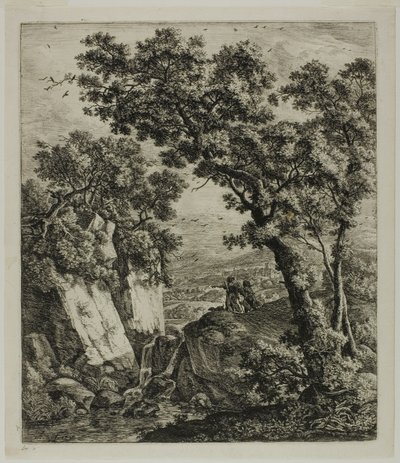 Tobias och ängeln, från sex landskapsämnen från Gamla testamentet av Anthonie Waterloo