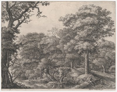 Resenärer vilar i skogen, 1600-talet. av Anthonie Waterloo