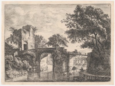 Två stenbroar, 1600-talet. av Anthonie Waterloo