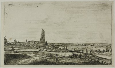 Vy över en holländsk stad (Rhenan) av Anthonie Waterloo