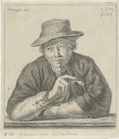 rökande man Schevingsche fiskodlare (titel på objekt) av Anthonie Willem Hendrik Nolthenius de Man