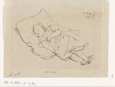Sovande barn på en kudde av Anthonie Willem Hendrik Nolthenius de Man