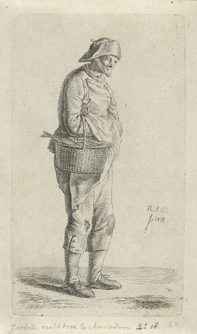 fiskhandlare Judisk fiskhandlare i Amsterdam (titel på objekt) 12 studiefigurer (serietitel) av Anthonie Willem Hendrik Nolthenius de Man