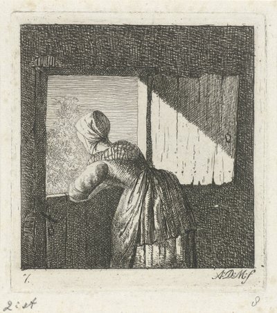 Kvinna lutad på en nedre dörr av Anthonie Willem Hendrik Nolthenius de Man