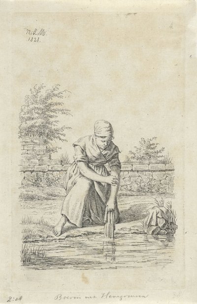 Vaxande kvinna från Hainaut Bonde från Hainaut (titel på objekt) Bönder och kvinnliga bönder från Förenade kungariket Nederländerna (serietitel) av Anthonie Willem Hendrik Nolthenius de Man
