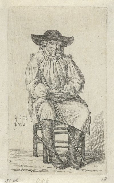 Sittande man med käpp 12 studiefigurer (serietitel) av Anthonie Willem Hendrik Nolthenius de Man
