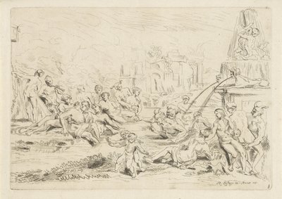 Att bada satyrer en nymf The Bacchanal (serietitel) av Anthonie de Winter