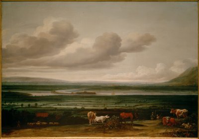 Nedre Rhenlandskap nära Kleve med fästningen Schenkenschanz, Hoch– och Niederelten av Anthonie van Borssom