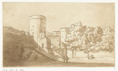 Mur av ett slott med torn Slottet Gandolfo av Anthonie van den Bos