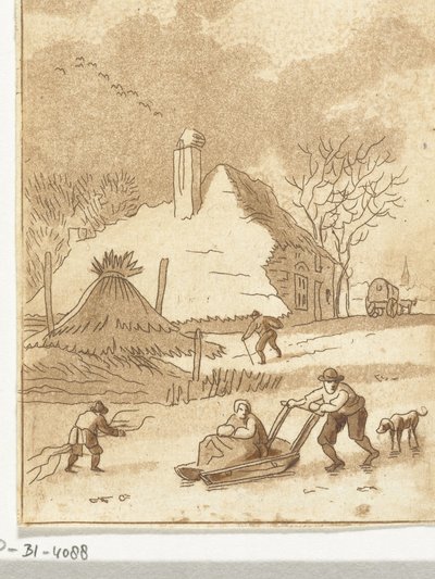 Vinterlandskap med iskul av Anthonie van den Bos