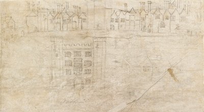 Byggnader längs södra fronten av Oatlands Palace, c1550-talet av Anthonis van den Wyngaerde
