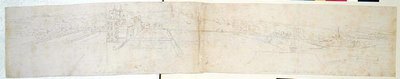 Greenwich Palace, ca 1544 (penna och bläck och penna på papper) av Anthonis van den Wyngaerde