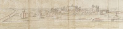 Hampton Court Palace från norr (penna och brunt bläck och akvarell över svaga markeringar i svart krita) av Anthonis van den Wyngaerde