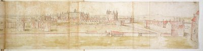 Hampton Court Palace från norr, ca 1544 (penna, bläck och wc på papper) av Anthonis van den Wyngaerde