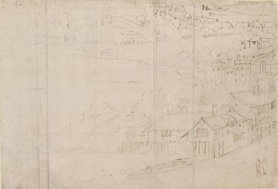 Panorama över London sett från Southwark: Bankside, 1554 av Anthonis van den Wyngaerde