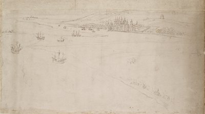 Panorama över London sett från Southwark: Greenwich, 1554 av Anthonis van den Wyngaerde