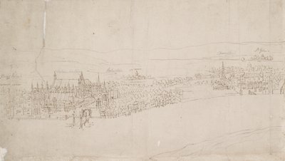 Panorama över London sett från Southwark: Westminster, 1554 av Anthonis van den Wyngaerde