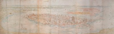 Panoramautsikt över Dordrecht från en förhöjd punkt till väster, 1545 av Anthonis van den Wyngaerde