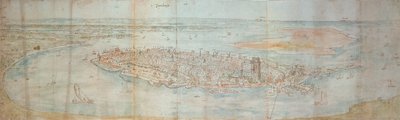 Panoramautsikt över Dordrecht, sett från en förhöjd punkt i väster av Anthonis van den Wyngaerde