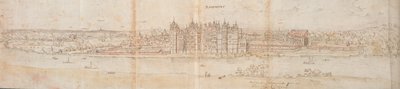 Richmond Palace från andra sidan Themsen, 1562 av Anthonis van den Wyngaerde