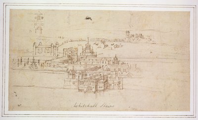 Whitehall Stairs, ca 1544 (penna och bläck på papper) av Anthonis van den Wyngaerde