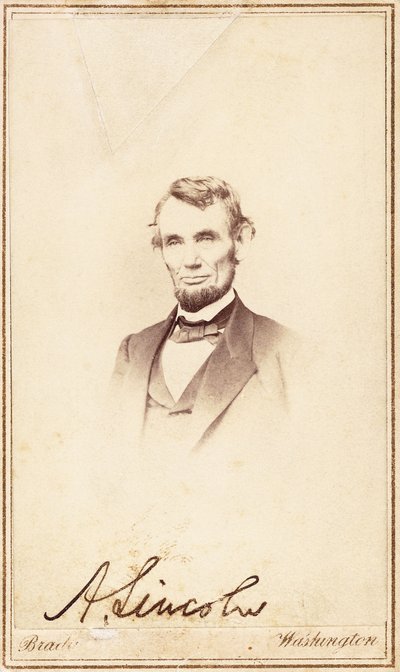Abraham Lincoln, signerad carte-de-visite, 1864 av Anthony Berger