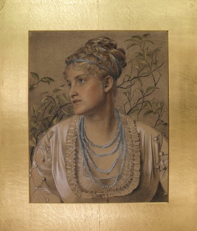 Mary Sandys (1845-1920), ca 1871-73 (färgade kritor på gulfärgat papper) av Anthony Frederick Augustus Sandys