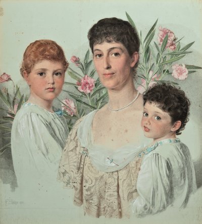 Porträtt av en mamma och hennes två barn av Anthony Frederick Augustus Sandys
