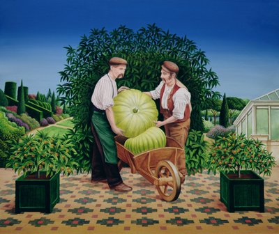 Trädgårdsmästare, 1990 (akryl ombord) av Anthony Southcombe