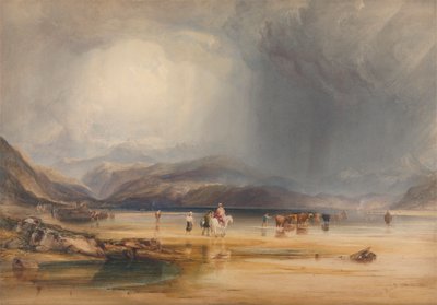 En utsikt över Snowdon från Sands of Traeth Mawr, tagen vid Ford Between Pont Aberglaslyn och Tremadoc av Anthony Vandyke Copley Fielding