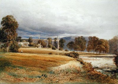 Bolton Abbey från River Wharfe, South View, ca 1825 (akvarell på papper) av Anthony Vandyke Copley Fielding