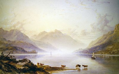 Loch Lomond at Dawn (olja på duk) av Anthony Vandyke Copley Fielding