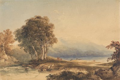 Bergigt landskap med sjö och bäck av Anthony Vandyke Copley Fielding