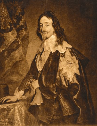 Porträtt av Karl I (reproduktion, brun) av Anthony van (after) Dyck