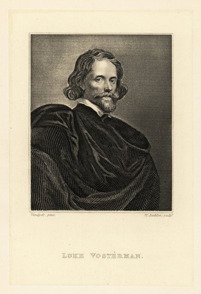 Porträtt av Lucas Vorsterman den äldre, barockgravör av Anthony van (after) Dyck