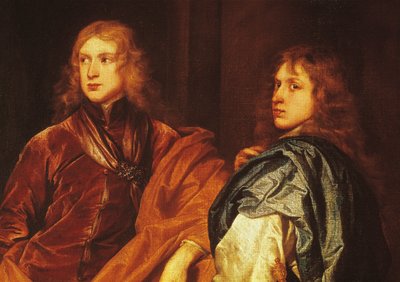 Porträtt av två unga män (olja på duk) av Anthony van (after) Dyck