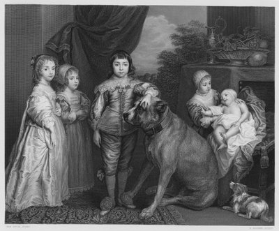 Familjen Karl 1, från bilden i Kungliga Samlingen (gravyr) av Anthony van (after) Dyck