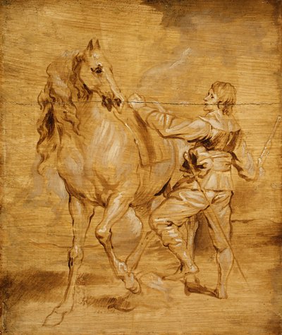 En man som sätter sig på en häst, ca. 1630. av Anthony van Dyck