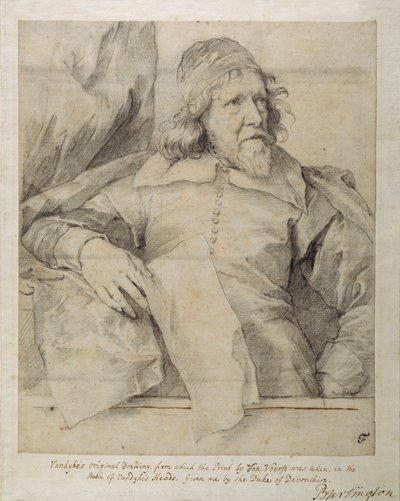 Inigo Jones (svart krita på papper) av Anthony van Dyck