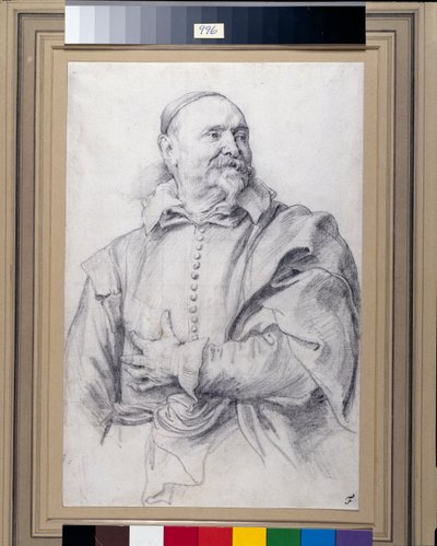 Jan Snellincx (svart krita på vitt papper) av Anthony van Dyck