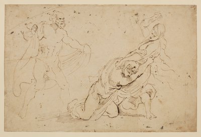 Junos hämnd på Callisto, ? - studie av en man och en kvinna attackerar en annan kvinna, 1621-c.1623 av Anthony van Dyck