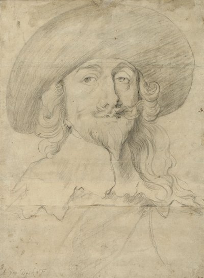 Porträtt av Karl I (krita på papper) av Anthony van Dyck